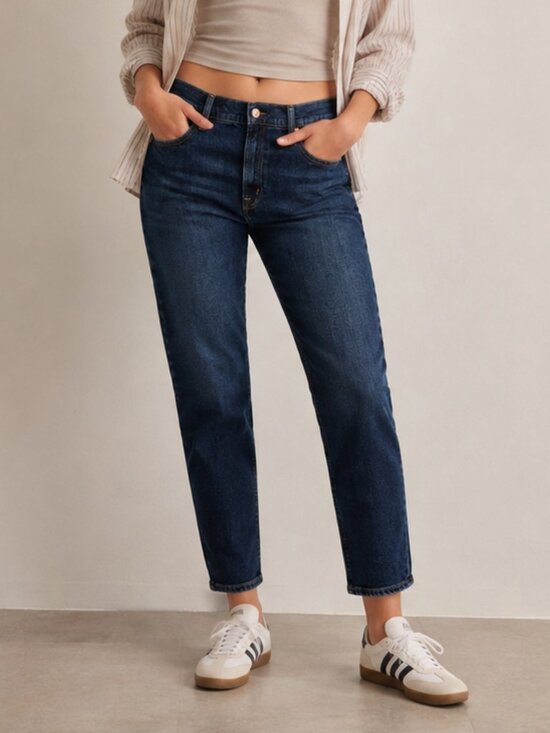 GAP Denim - NWT Gap Girlfriend Jeans Womens Tall Dark Wash Mid Rise Tapered | Size 30